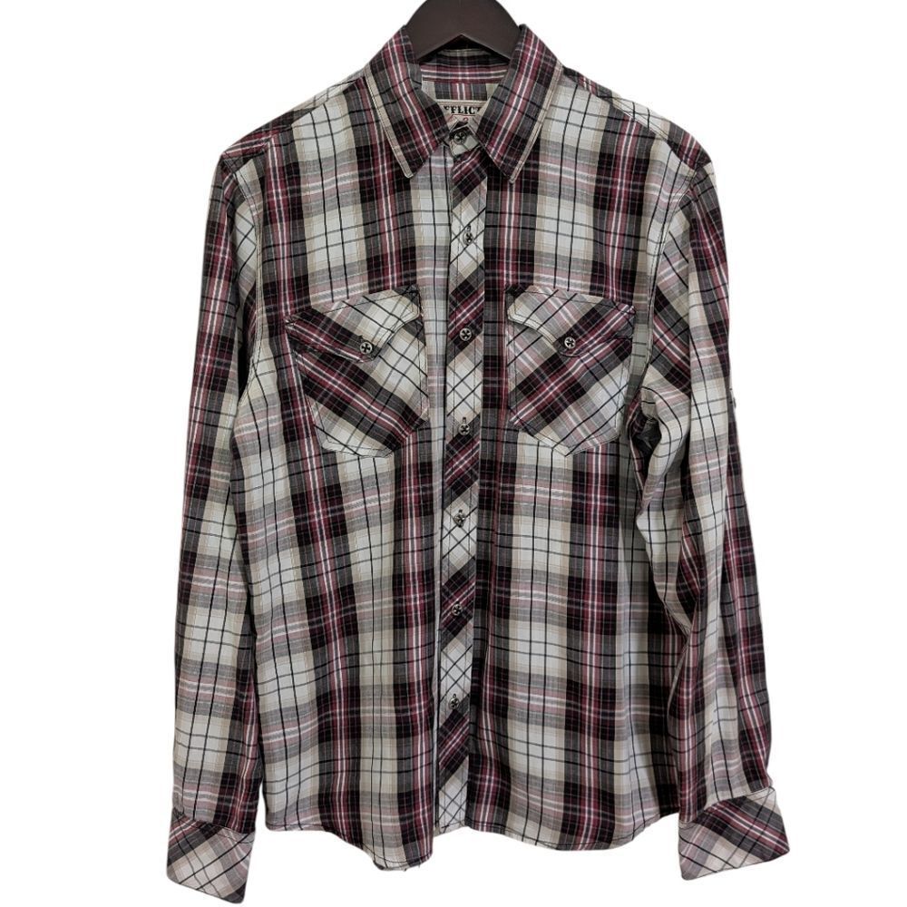 Affliction Black Premium Plaid Western Button Up Shirt - Men's M